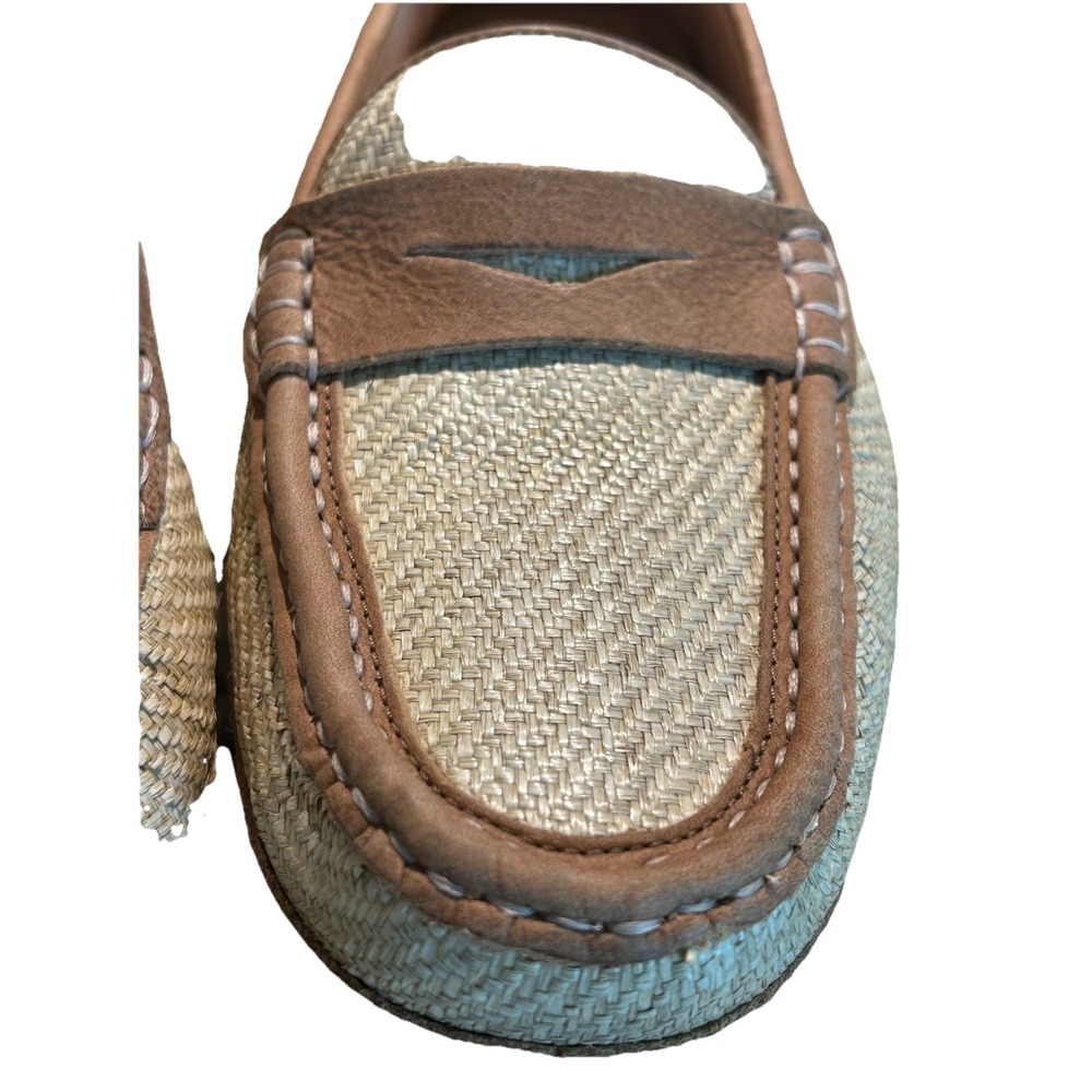 Flag LTD Women's Morgan Leather Penny Driving Loafers Rattan Rafia 9M New $110 - Picture 5 of 12
